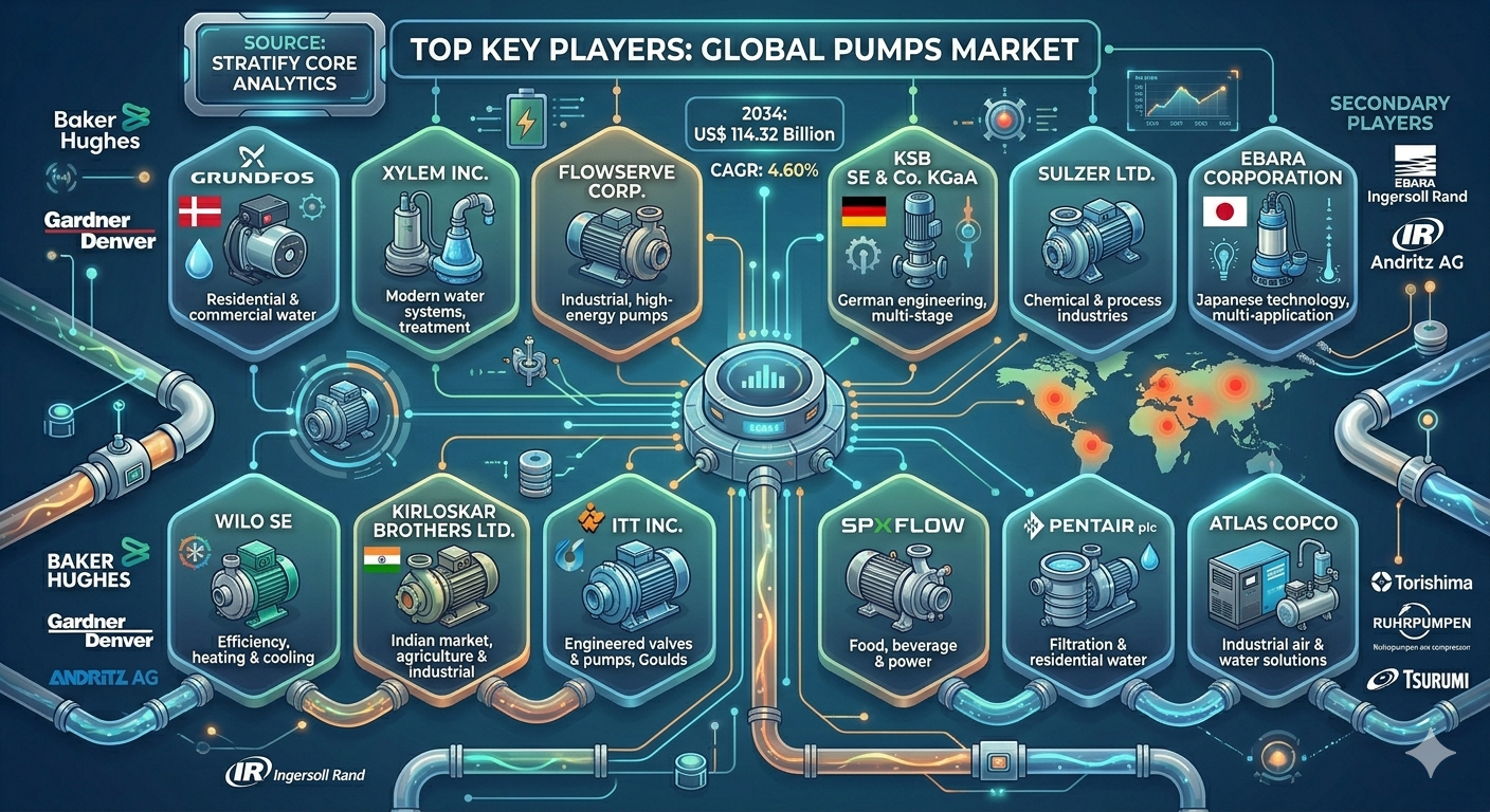 Top Key Players operating in the Pumps Market